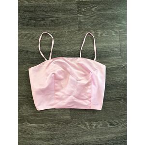 NWT Miscreants London x Revolve Baby Pink Satin Cropped Tank Size US 4